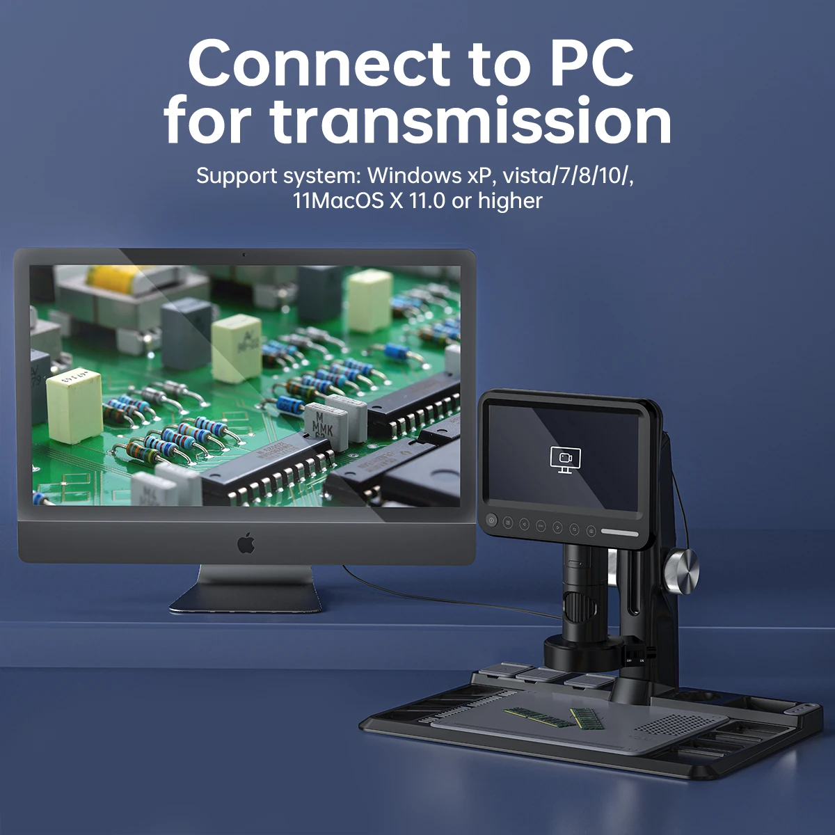 Microscope numérique à écran tactile de 7 pouces, 178 degrés, Zoom 50-1600x, Endoscope CMOS, caméra endoscopique portative avec télécommande