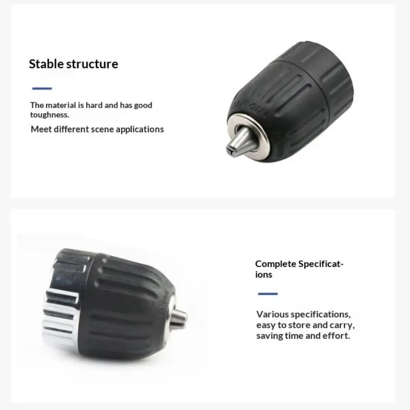Keyless Drill Chuck 0.8-10mm 3/8-24UNF Hex Shank SDS Plus Square Quick Grip Adapter For Drill Bit Screwdriver Tap Socket