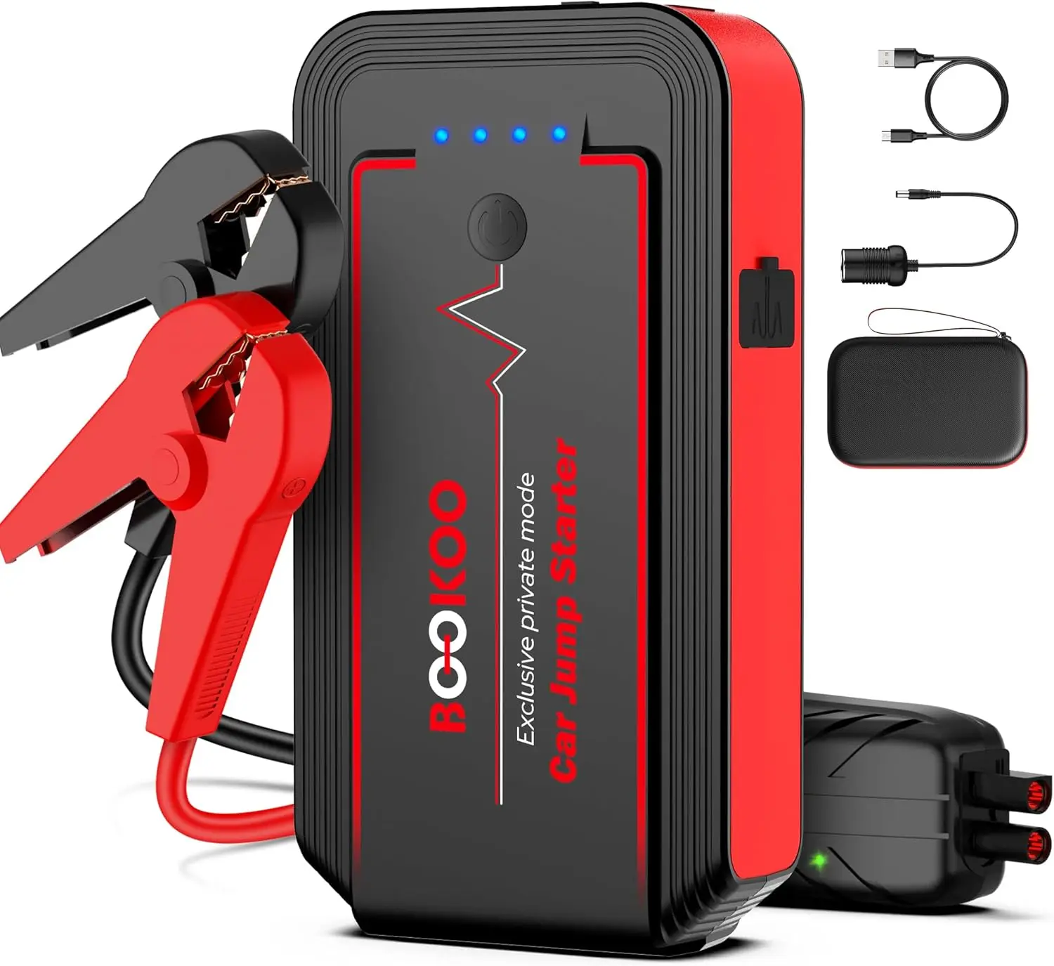 

4500A Portable Car Jump Starter for Gas & Diesel Engines, 12V with Jumper Cables, USB QC3.0, LED Light