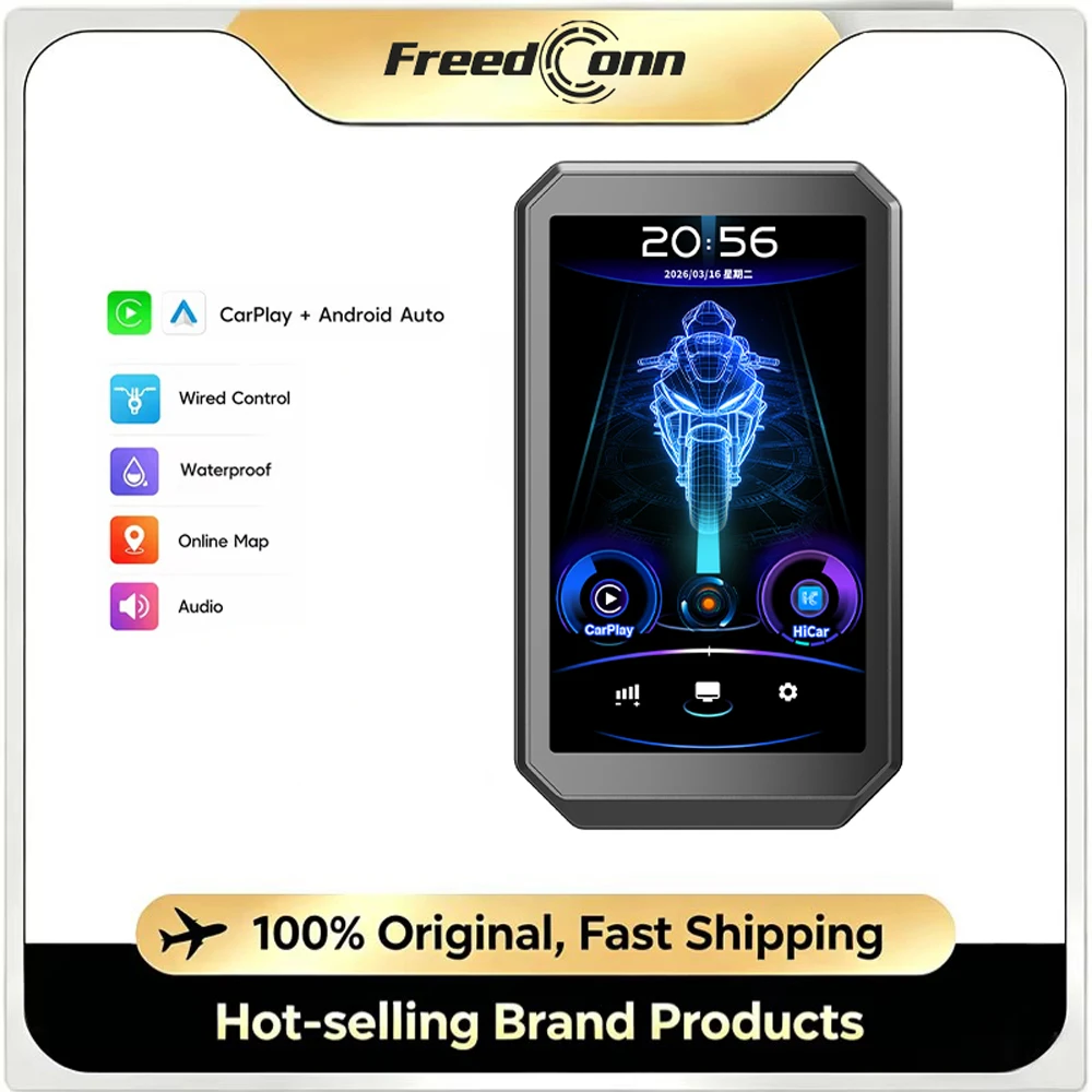 Freedconn 3.6Inch Motorcycle and Bike Navigation Carplay Android Auto IP66 Wireless Riding Smart Screen for Bicycle