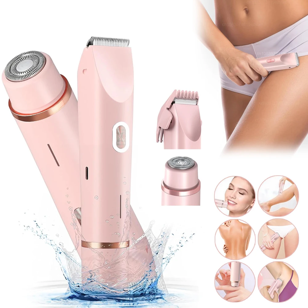 Epilator Painless Hair Removal 2 In 1 Body Trimmer Shaver For Sensitive Areas Bikini Armpit Legs Arm Facial Electirc Lady Shaver