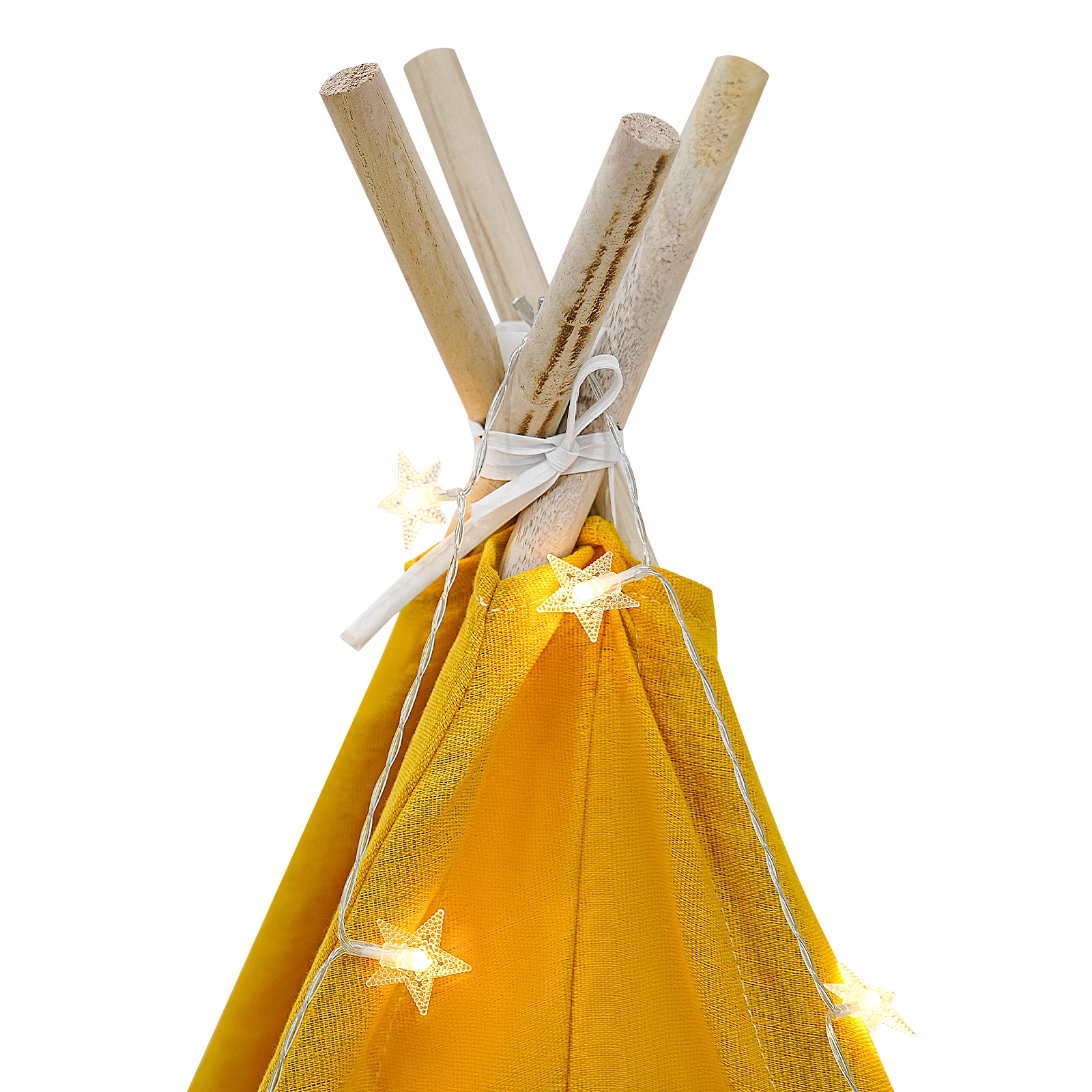 Tipi-Zelt für Kinder – Spielzelt aus 100 % Baumwolle und Leinen mit gepolsterter Matte und Sternlichtern, faltbares Indoor-Spielzelt für Mädchen und Jungen – Detail 16