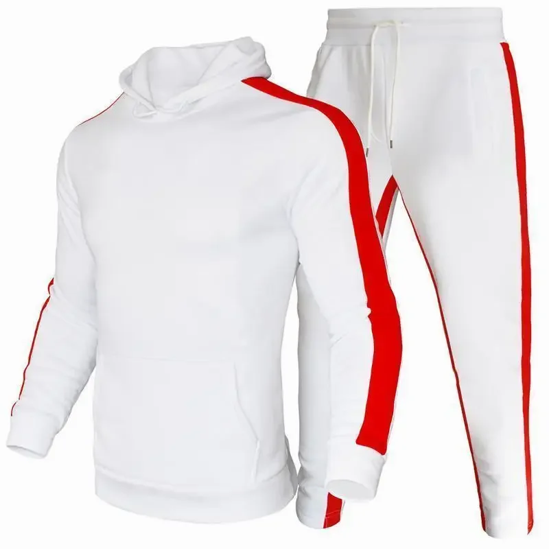 Autumn and Winter Jogging Suits for Men Striped Hoodie+Pants Casual Tracksuit Male Sportswear Gym Casual Clothing Sweat Suit New