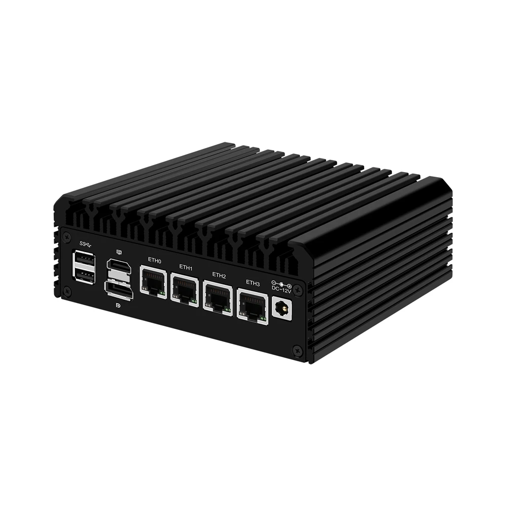 HUNSN alat Micro Firewall, PC Mini, Intel N5105,RJ03k,Mikrotik,OPNsense,VPN,Router PC,AES-NI,4Intel 2.5GbE I226-V LAN