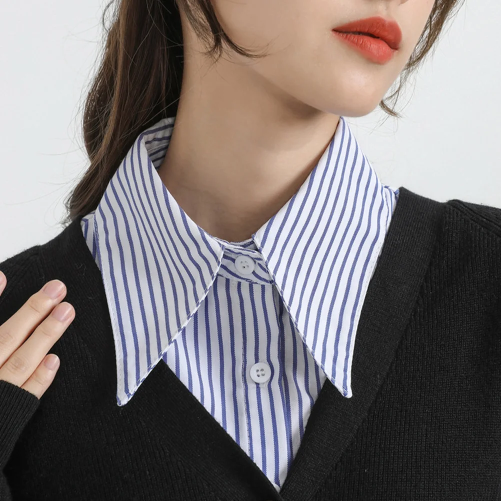 

Bust Women's Fake Collar Collared Shirts Cotton Chiffon Blouse Detachable Dickey