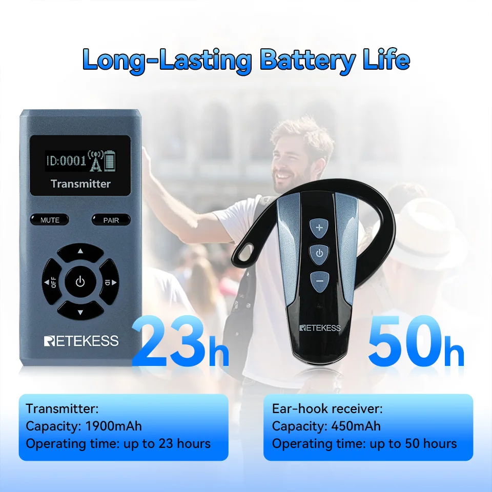 RETEKESS TT106S Earhook Tour Guide System Wireless Audio Guide System Mic For Tourism Museum Church Conference Factory Visiting
