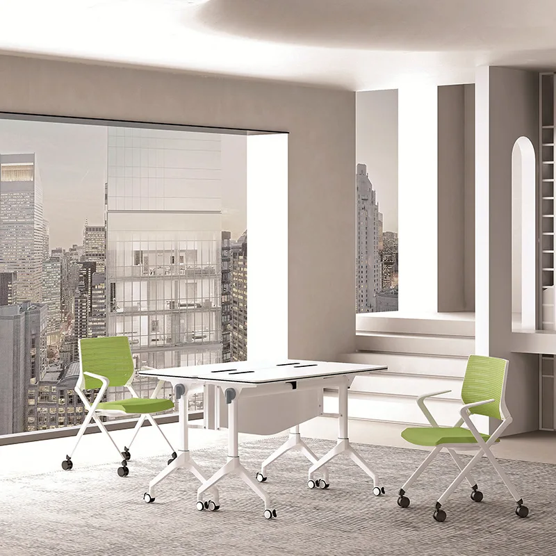 طاولة مؤتمرات قابلة للطي، طاولة خياطة متحركة للمناسبات، مكتب مكتب مزدوج، طاولة تدريب قابلة للطي ومجموعة كرسي