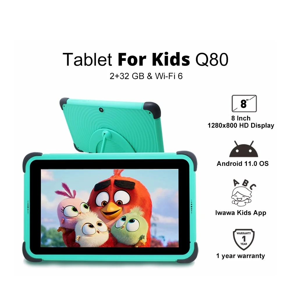 Go Kids Tablet 8 inch HD 1280x800 Android 11.0 Wifi 6 8MP Camera Google Play Tablets for Children Students 2GB 32GB Gift