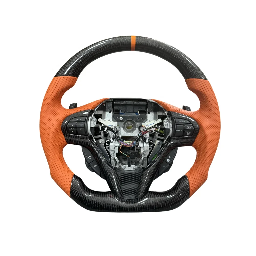 Car accessories sport carbon fiber steering wheel covered Orange leather for Honda CRZ  ct4 ct5 cts