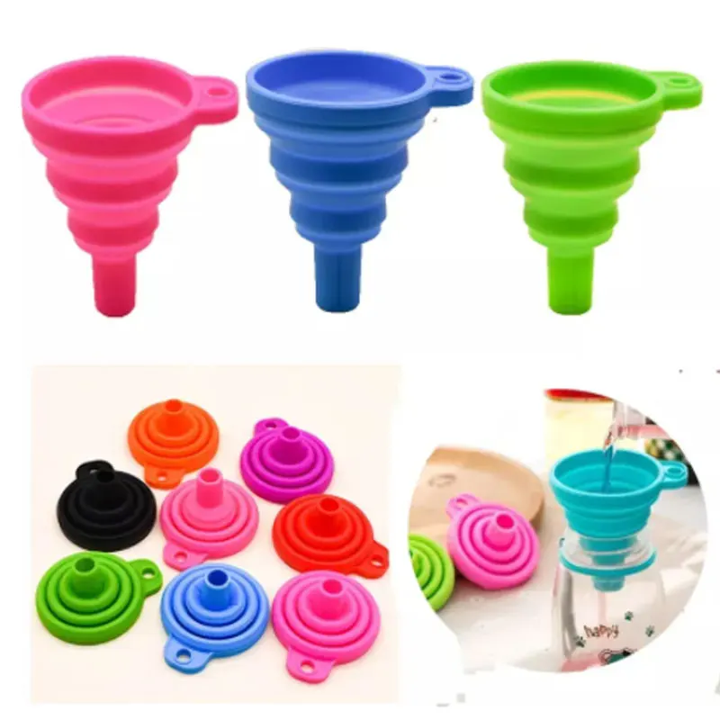 

Random Color Silicone Collapsible Foldable Funnel Household Kitchen Cooking Tools Portable Wine Mini Portable Oil Pot Funnel