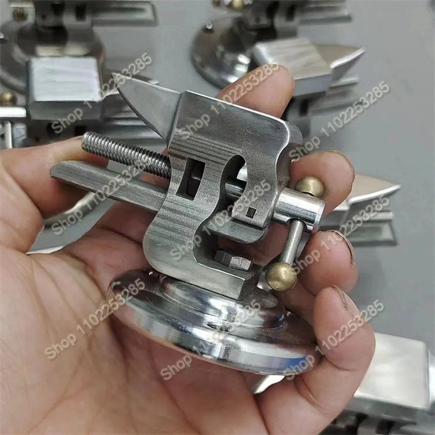1 inch DIY Handmade Watch Repair Tool Mini Stainless Steel Bench Plier With anvil Adjustable Desktop Clamp with Swivel Base