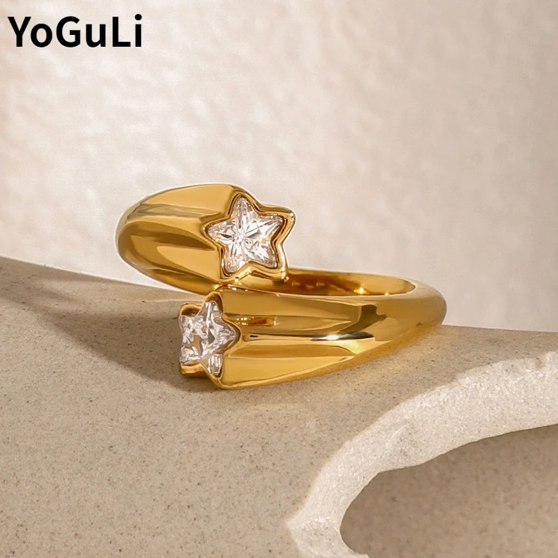 

Fashion Jewelry Luxury Temperament Stars Shiny Zircon Open Rings For Women Female Gifts Delicate Design Accessories Dropshpping