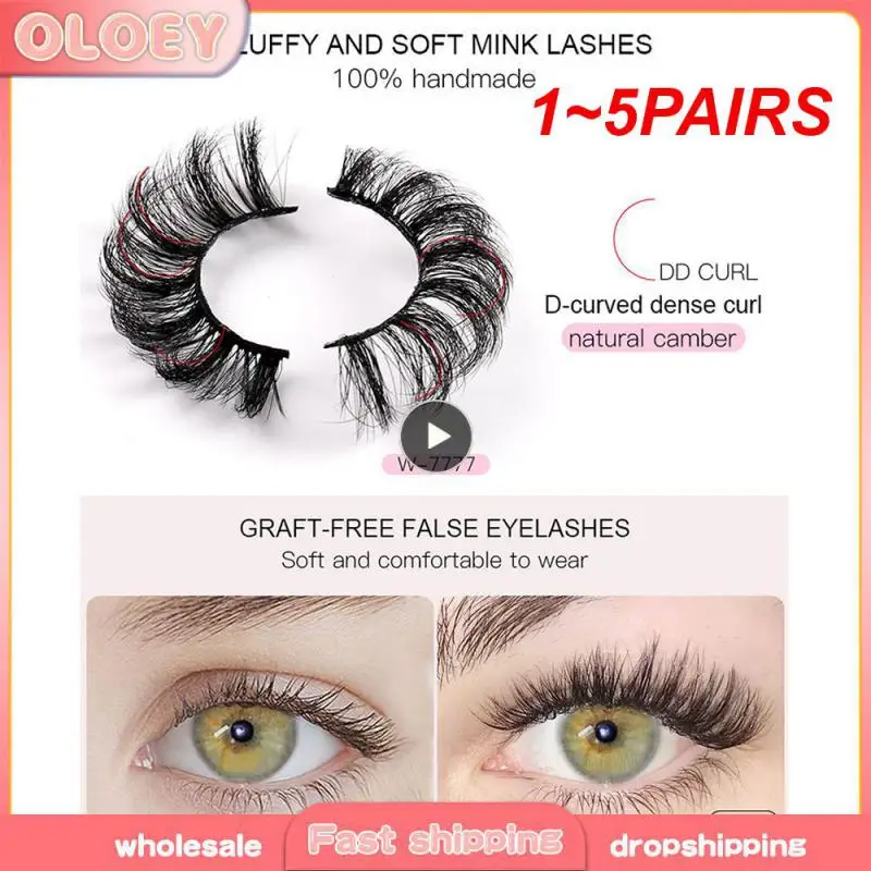 1~5PAIRS 3d False Eyelashes Comfortable Fluffy High Quality Lasting Abenness Not Eye-catching Mink Hair False Eyelashes