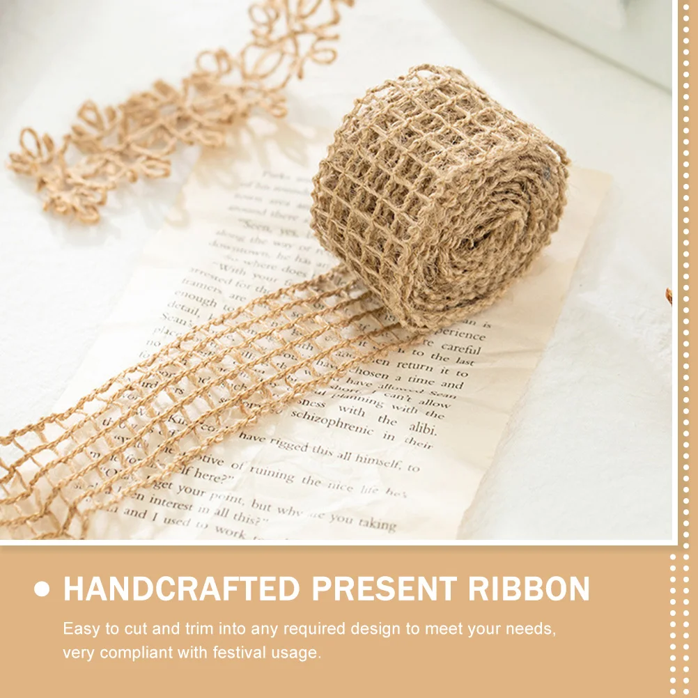 

1 Roll Jute Hollow Out Rustic Crafts Decorative Wrapping Ribbon Diy Gift Packing Ribbon For Wedding Festival Decor