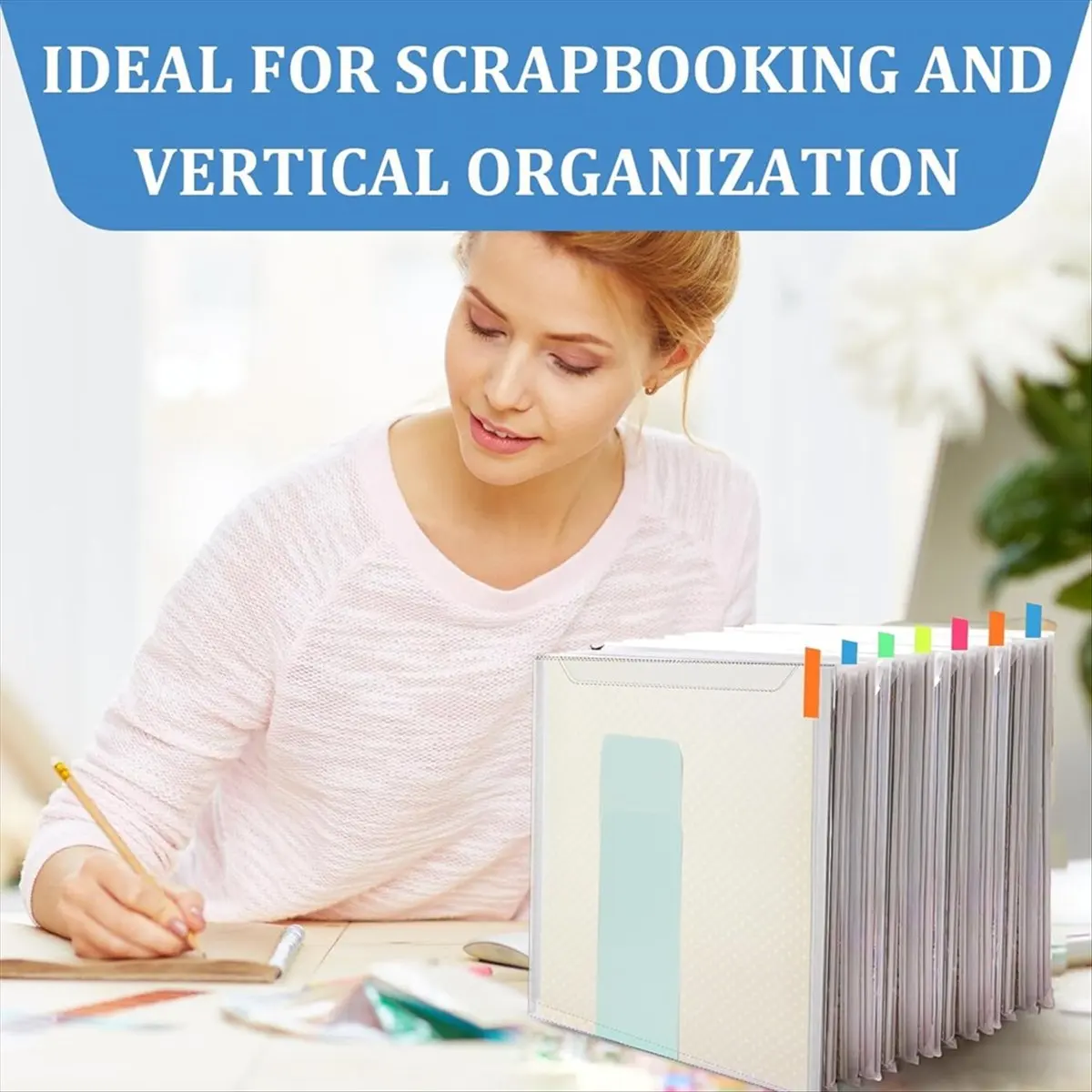 Suitable 36PCS Scrapbook Paper Storage Organizer Clear Scrapbook Paper Organizer with 100PCS Sticky Index Tabs Holds, Cardstock