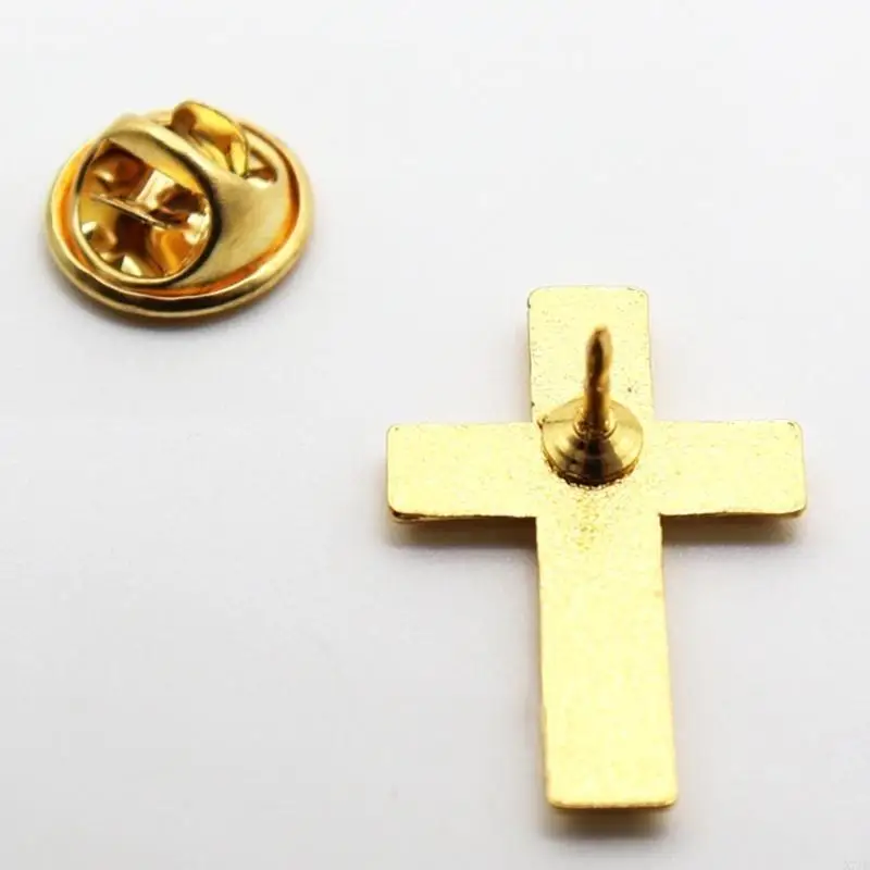  5pcs Alloy Crucifix Shaped Brooch Pin Metal Badge for Christian Faith Expression