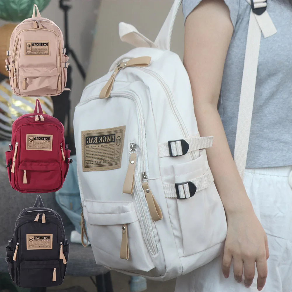 

Waterproof Large Capacity Students Backpack Zipper Leisure Nylon School Bag Casual Multi Pocket Teenage Daypack Travel