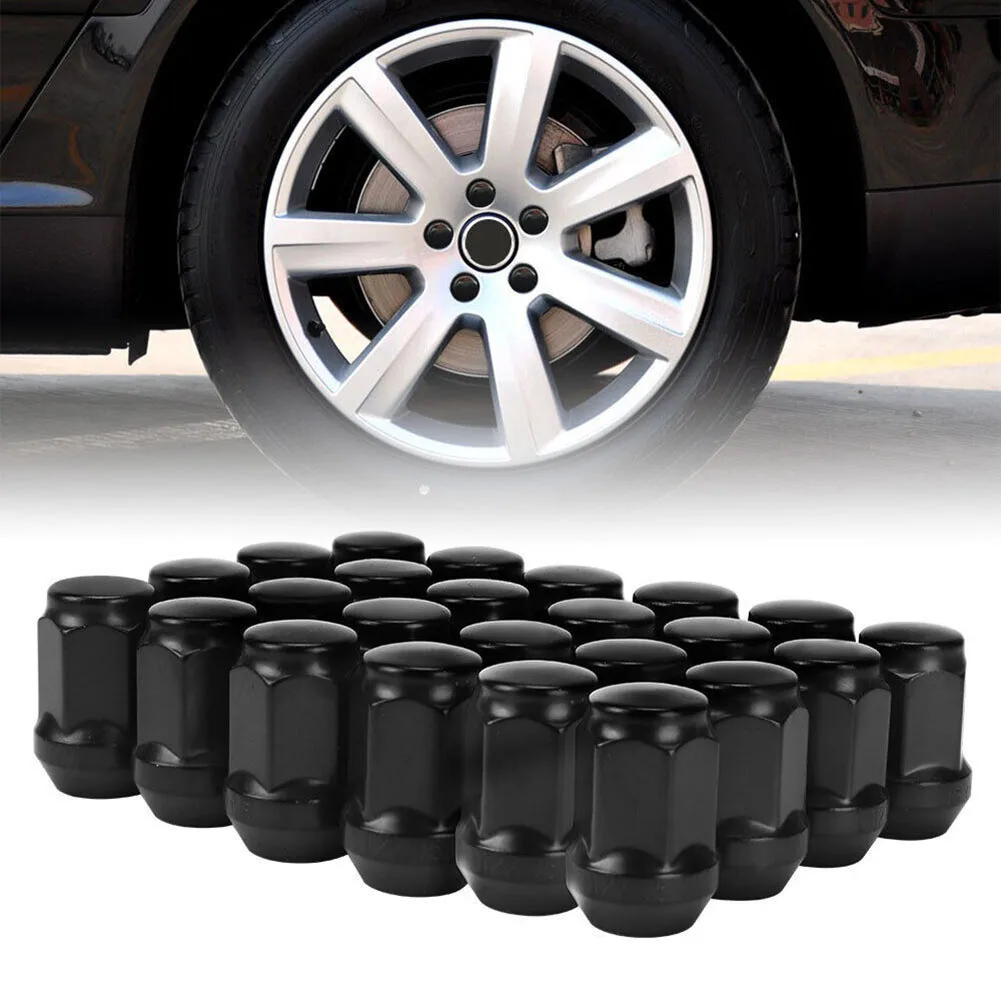 24PCS M12x1.5 Wheel Nuts Black Lug Nut Socket For LandCruiser Prado For Ford Closed End Bulge Acorn Style Lug Nuts