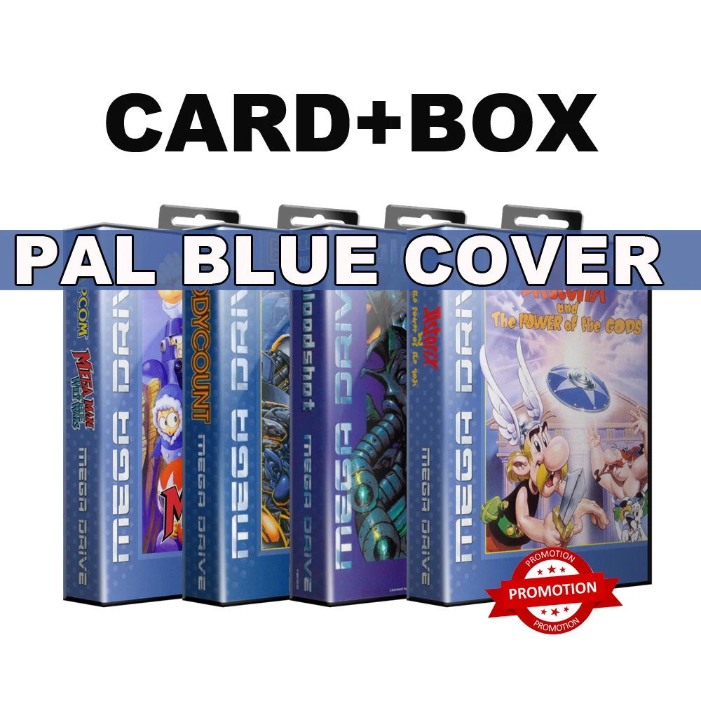Pal-E Verytex/Body Count/Blood Shot/Ristar MD Game Cartridge with Blue Cover EU Box for 16 Bit Sega Megadrive Genesis System