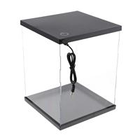Acrylic Display Case with LED Lights USB Clear Showcase Store Box Dustproof Protection for Figures RC Car Mini Model Collection