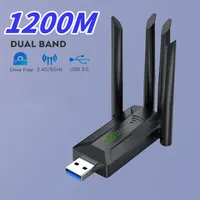 1200Mbps WiFi Wireless USB Adapter Dual Band Wi-Fi Dongle With 4 Antenna USB3.0 High-Speed Network Card Receiver