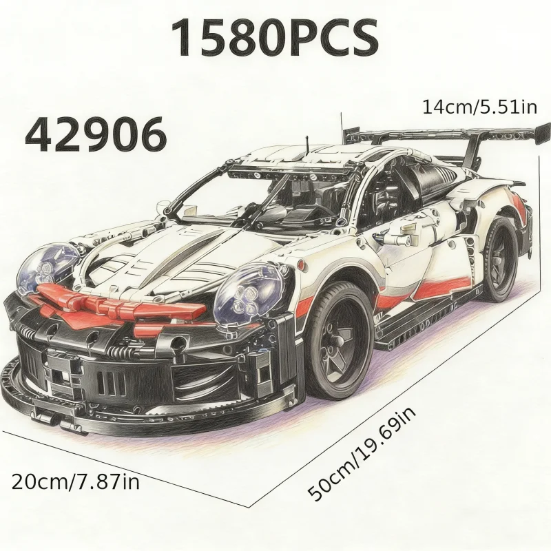 Blocos de construção 1:10 modelo de carro esportivo 42096 presentes de feriados 1580 peças montar tijolo brinquedos educativos para crianças