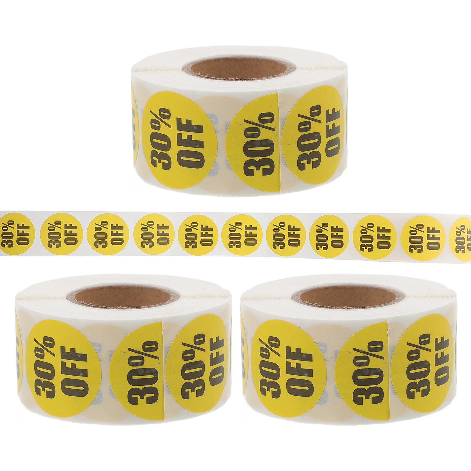 3 Buah 3 Gulungan Stiker Perekat Bulat Label Diskon Persen untuk Toko Ritel Label Harga Supermarket Stiker Perekat Diri