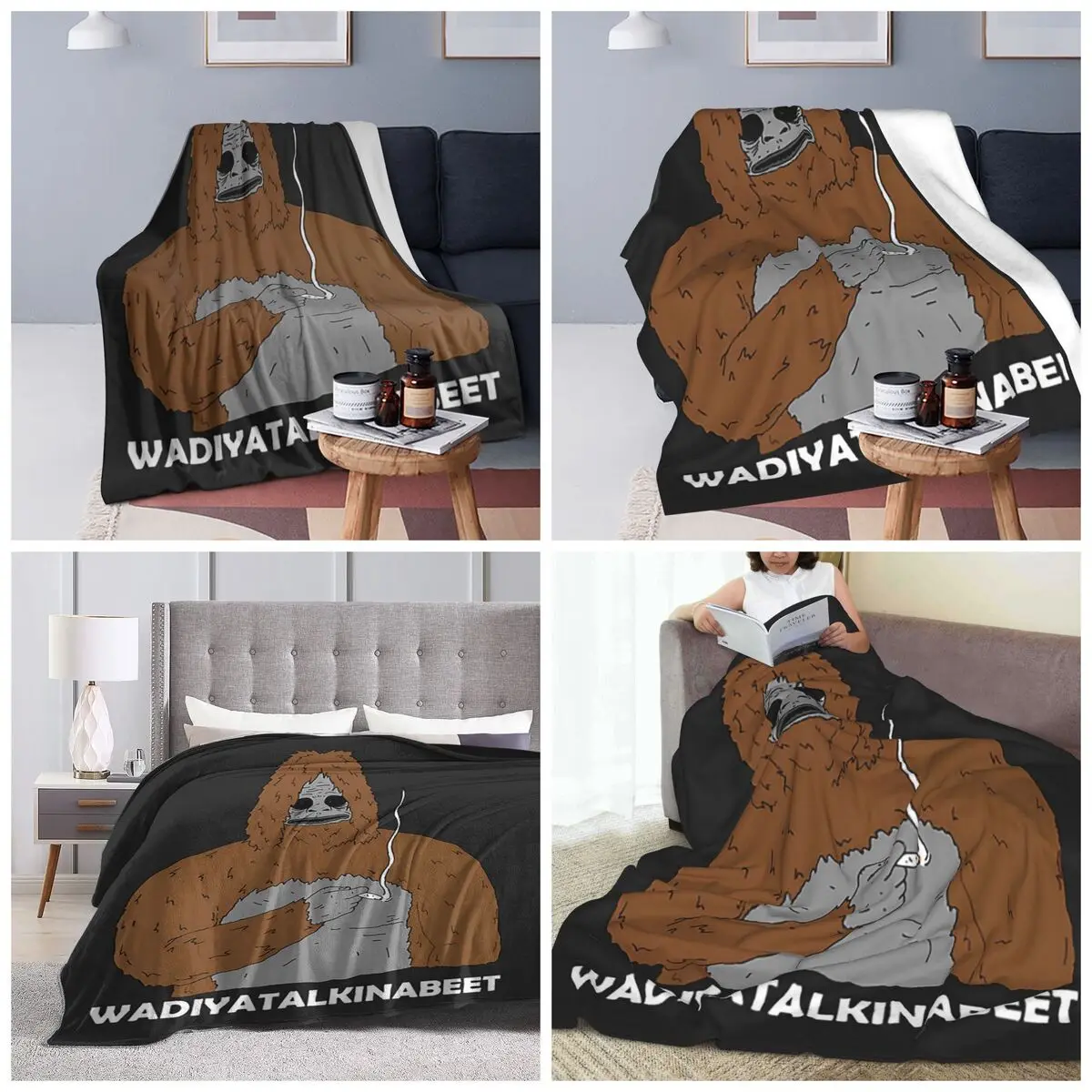 The Big Lez Show Cartoon Sassy Smoking Monkey Blankets Soft Warm Flannel Throw Blanket Cover for Bed Travel Home Sofa