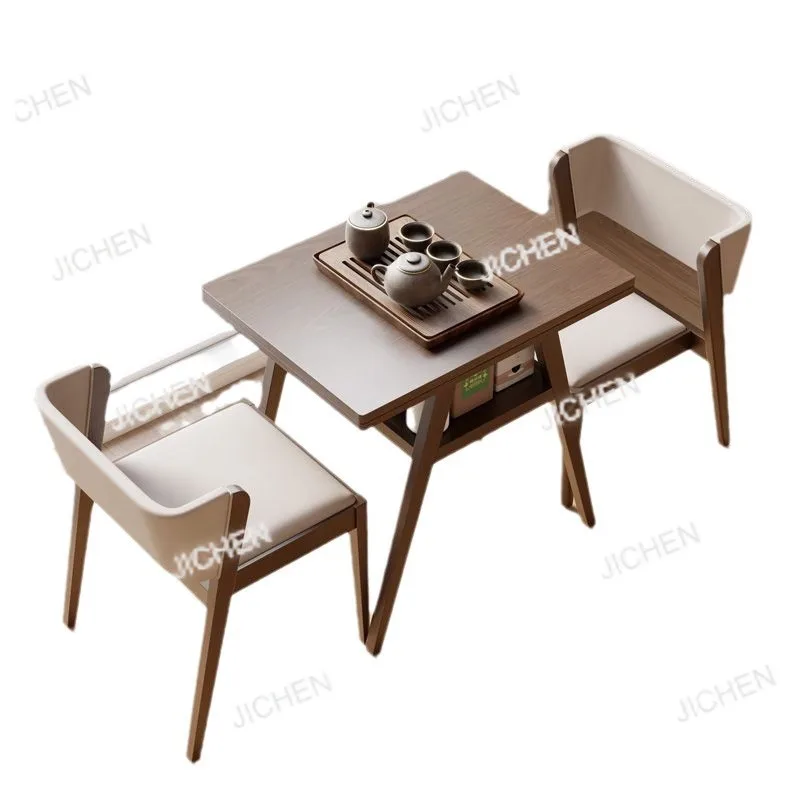 

One Table and Two Chairs, Balcony Solid Wood Small Table and Chair Three-piece Set, Small Apartment Creative Leisure