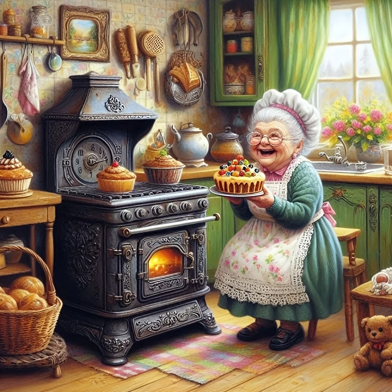

Пазлы «Бабушка делает пирожные» 500/1024 элемента: увлекательная семейная игра для игровой комнаты, спальни, домашнего декора, подарок
