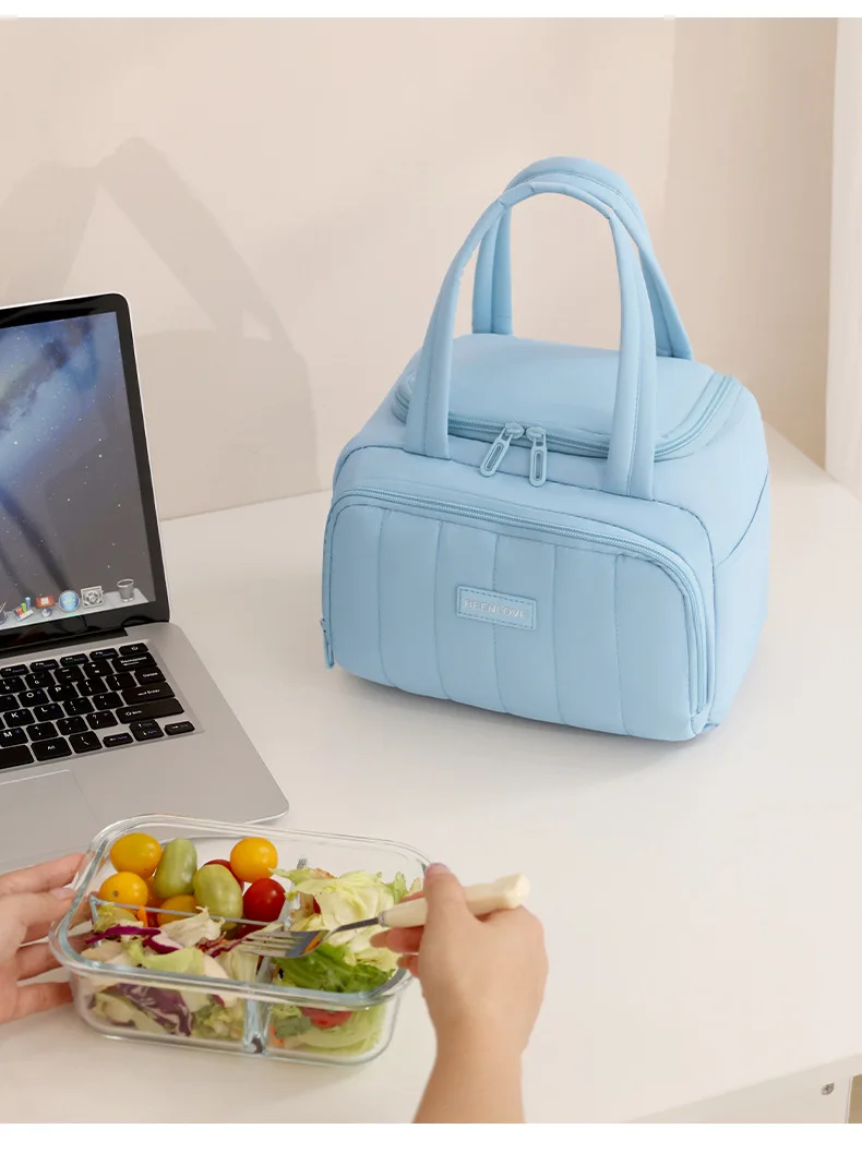 Gesteppte, isolierte, auslaufsichere, isolierte Lunchbox, großes Fassungsvermögen, Reise-Lunchbox, Lunch-Tragetaschen für Arbeit, Reisen, Strand oder Picknick – Detail 13