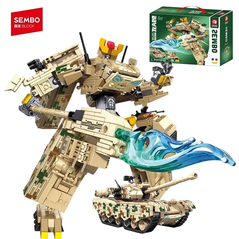 Senbao Building Blocks Two Types of Changing Expressions Type Transformation Tank Robot Military Children's Puzzle Assembly Toy