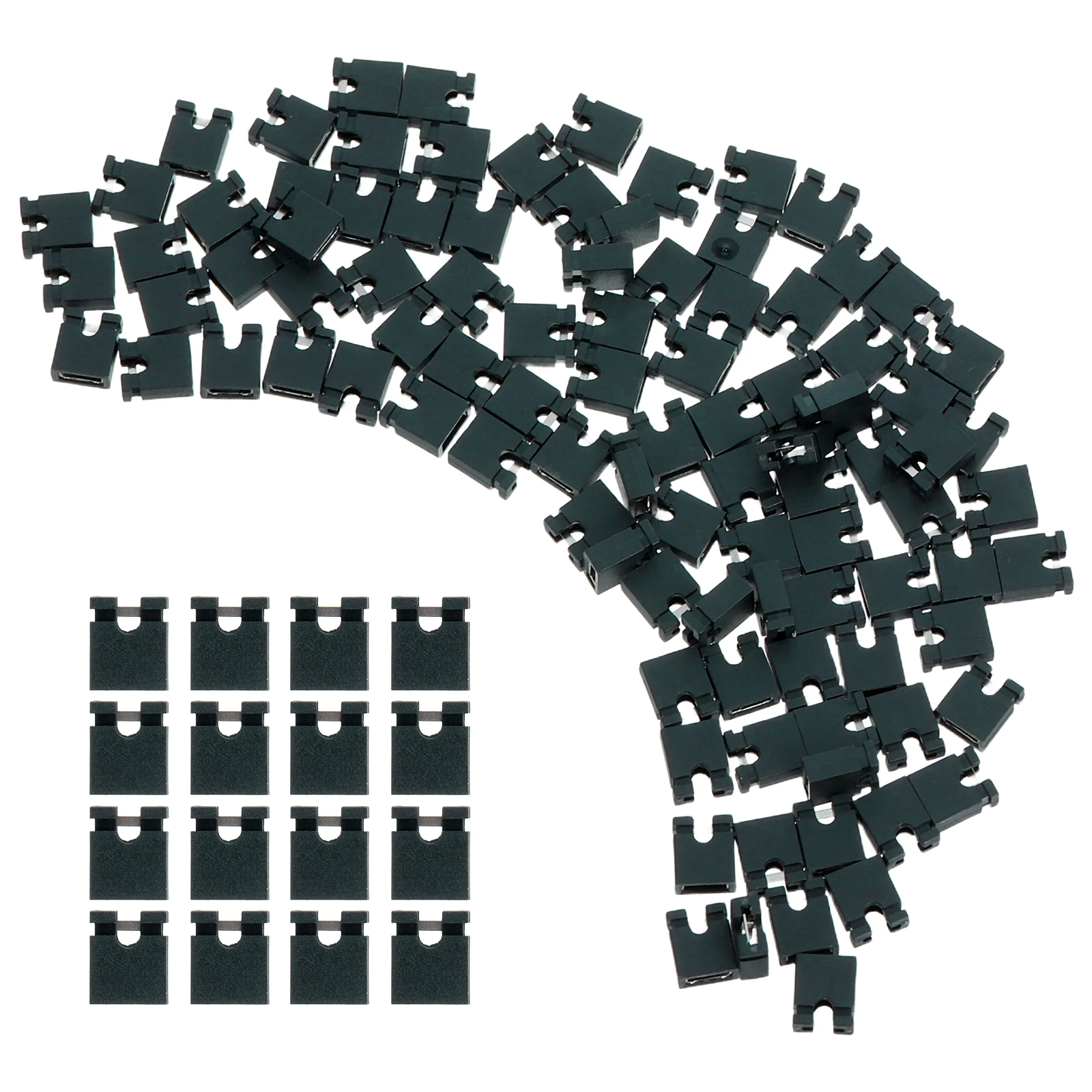 

100pcs Black 2.54Mm Jumper Caps Precision Circuit Debugging Short Circuit Testing Repair Quick Installation Removal Compatible