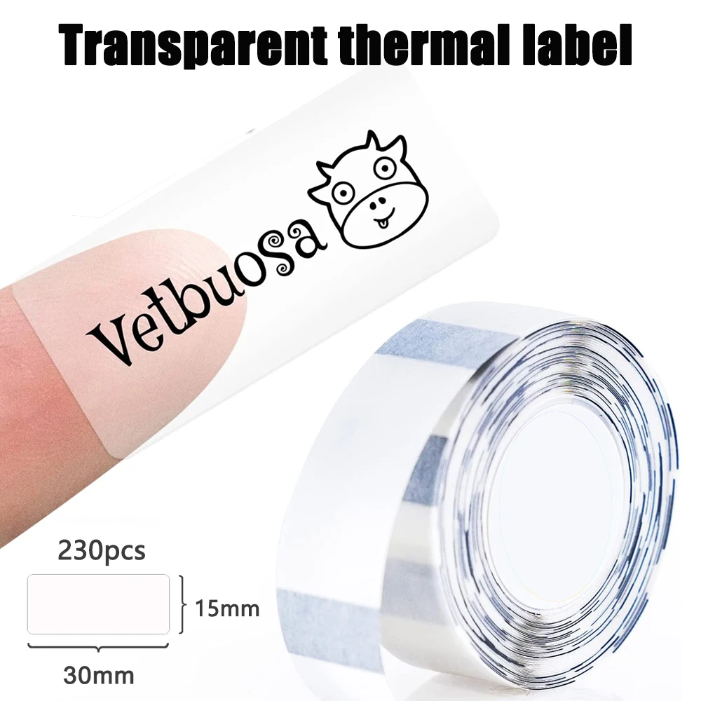 Transparent P15 Label Paper Sticker 15*30mm Label Printing Paper Thermal Sticker Printer Compatible Phomemo D30 Q30 P11/P12/P15