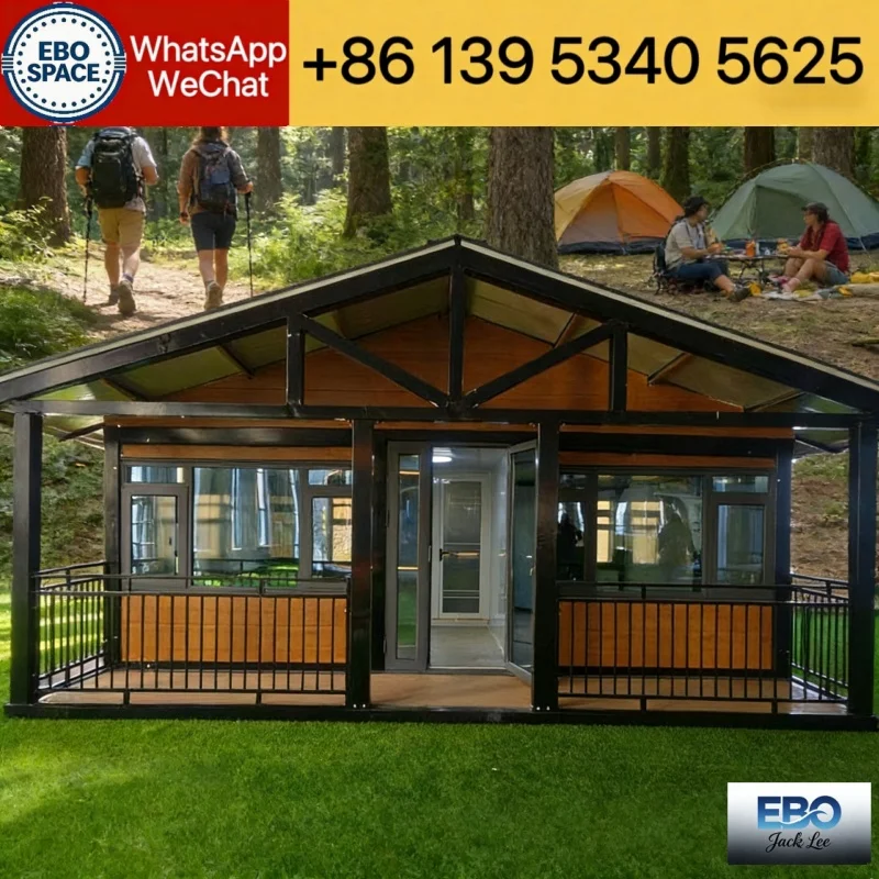 Unique 30ft modular foldable prefab container villa outdoor cabin waterproof durable construction kitchen bathroom
