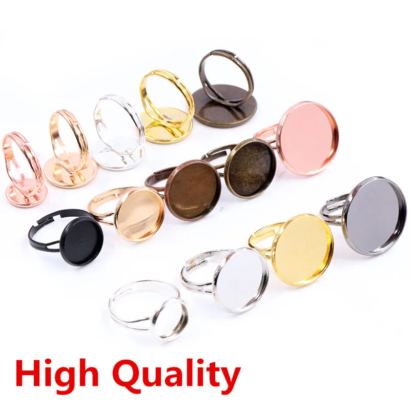 10pcs/Lots 8/10/12/14/16/18/20mm Iron Metal Adjustable Ring Settings Blank/Base,Fit 8-20mm Glass Cabochons,Buttons