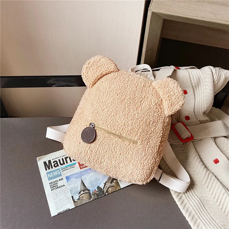 Cute Cartoon Bear Plush Backpack Small Bag for Kindergarten Autumn Winter Kids Outdoor Shoulder Bags Children's Gift Back Pack