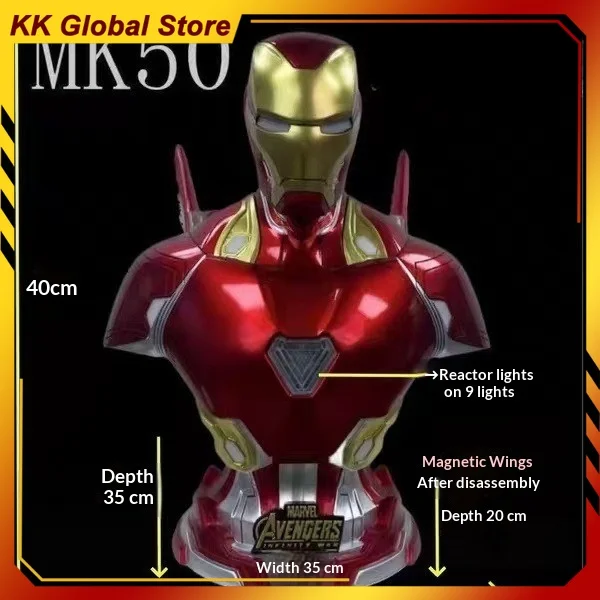 40cm The Avengers Movie Figure MK50 Iron Man Peripheral Resin Model Glow Statue Desktop Decoration Ornaments Birthday Gifts Toys