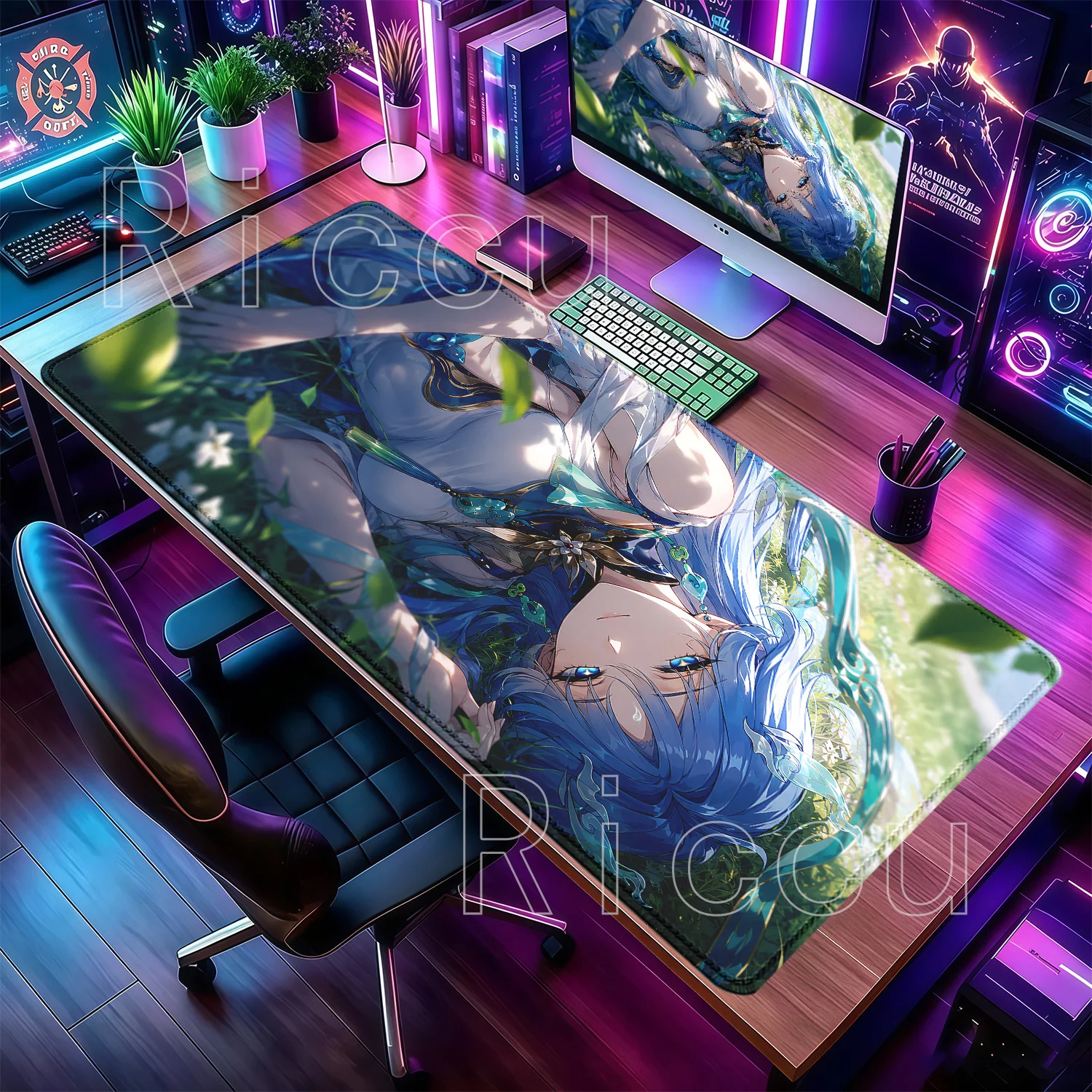 Mousepad Qingxiao Gaming Wuthering Waves Overlock Keyboard Non-slip Base Mousepad Large Offices Accessories HD Printing Desk Mat
