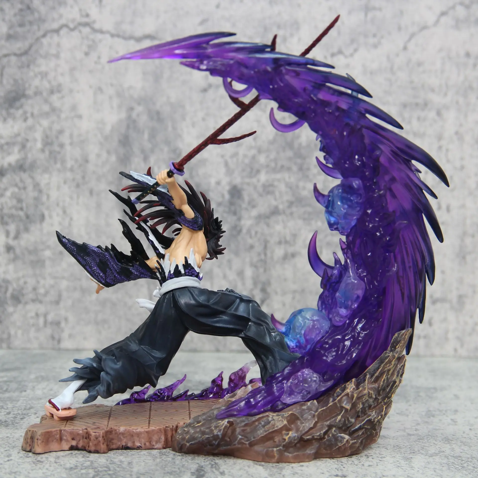 22cm Demon Slayer Kokushibo Anime Statue Model Can Emit Light Action Figure Model Decoration PVC Model Toy Collection Gifts