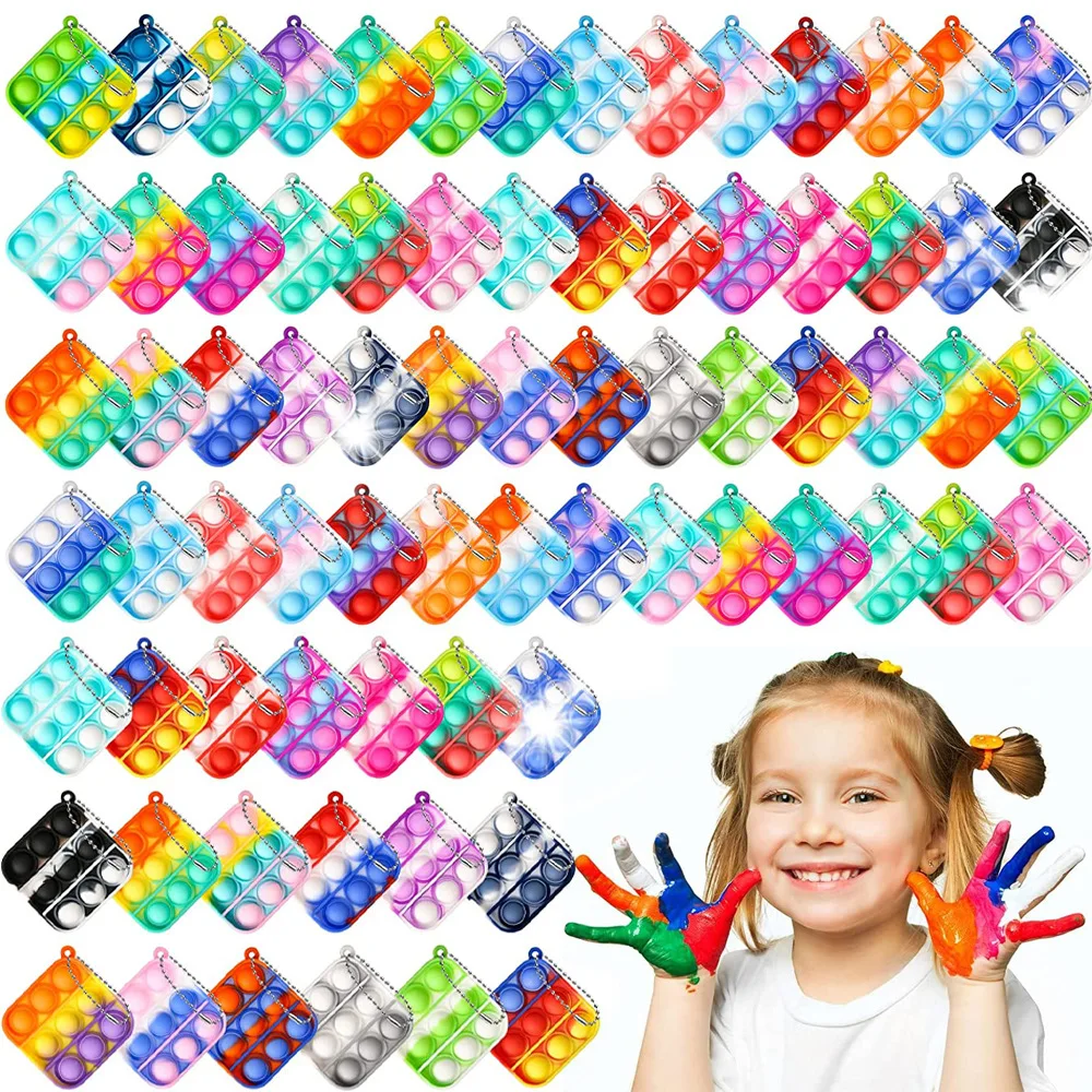 Mini Pop It Fidget Toy Schlüsselanhänger Silikon Push Bubble Sensorisches Spielzeug Anti-Stress-Handspielzeug für Kinder Erwachsene Party-Geschenke – Detail 4