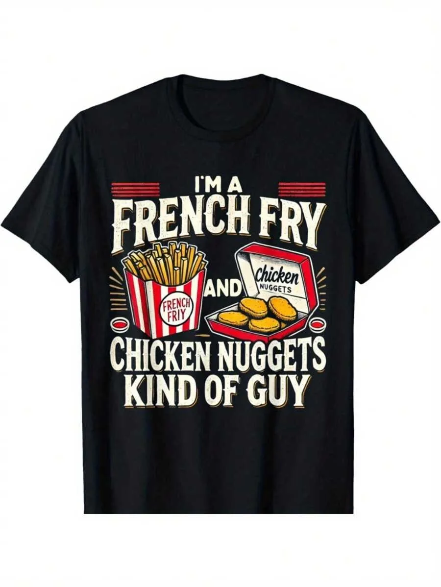 

Plus - Size Short Sleeve T - Shirt Women's Clothing: “French Fry & Chicken Nuggets” Foodie Graphic