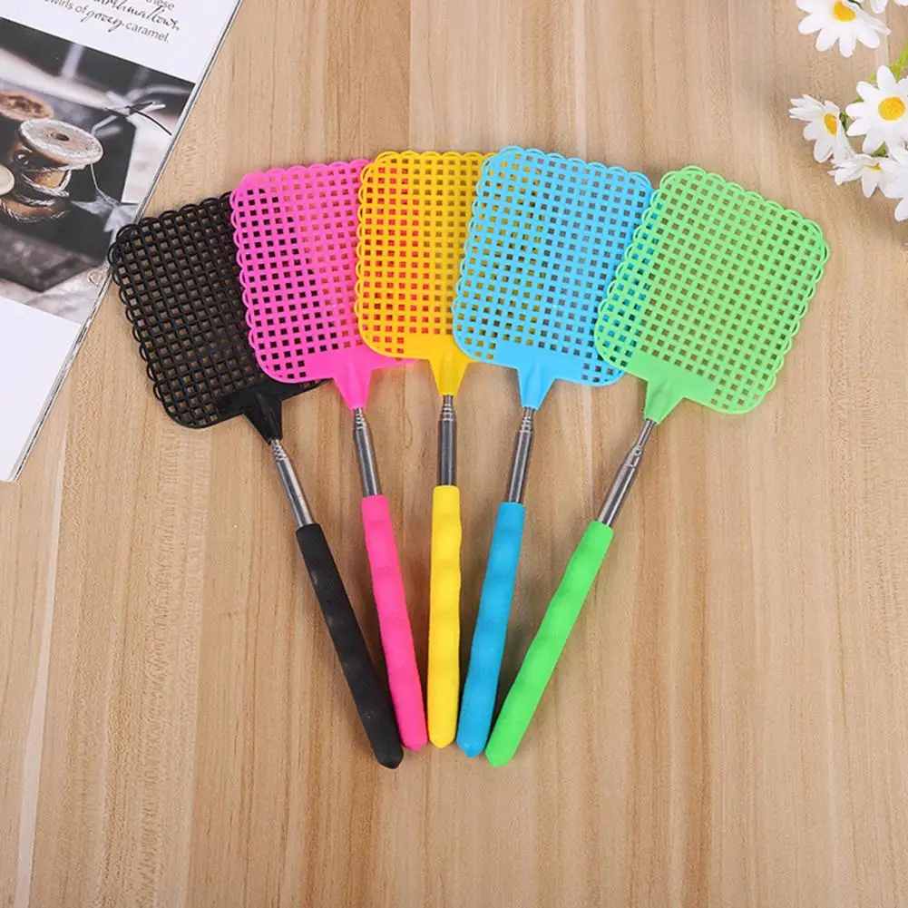 Extendable Fly Swatter Stainless Steel Telescopic Handle Insect Swatter Portable Mosquito Control Swatter for Insects Indoor Out