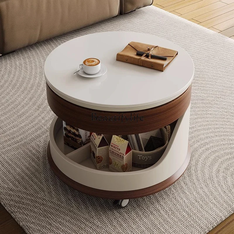

yj9 Rotatable lifting coffee table mobile trolley small apartment living room household simple modern storage