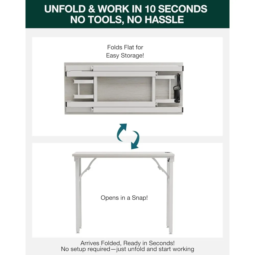 مكتب دراسة ومحمول قابل للطي مقاس 35.8 بوصة - طاولة خفيفة الوزن للمساحات الصغيرة، مكتب كمبيوتر محمول قابل للطي للاستخدام المنزلي والمكاتب