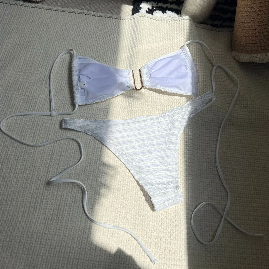 U-Ausschnitt, geraffter, geraffter Bikini, Damen-Badebekleidung, zweiteiliger Bikini-Set, hoch geschnittener Badeanzug, Badeanzug, Schwimmanzug V5708B – Detail 31