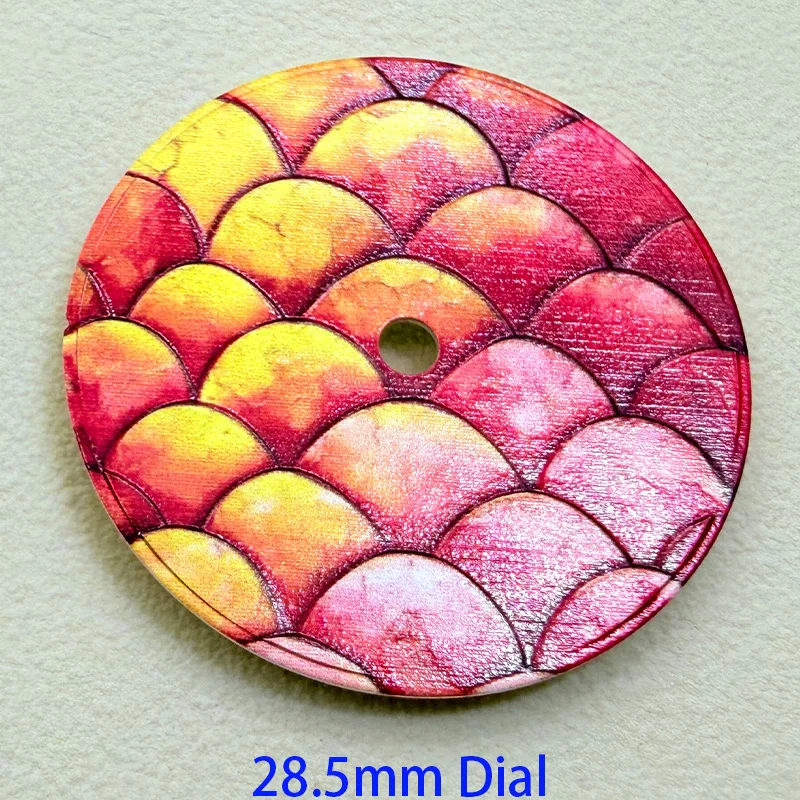 Customized NH35 NH36 Dial 28.5mm koi Fish Scales Pattern Watch Dial Fit For NH35 NH36 NH38/4R35/7S Movement Watch Surface
