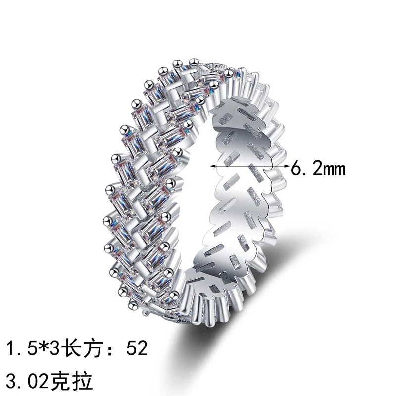 

ZFSILVER, серебро 925, прямоугольное кольцо с муассанитом и волнами для женщин, модные модные роскошные ювелирные изделия, подарок для вечеринки, свадьбы, подвеска AZ1419-J