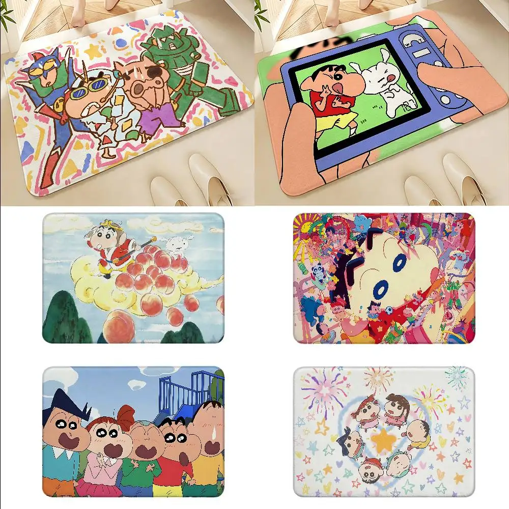 C-Crayon Shin-chans Floor Mats Home Laundry Rug Carpet For Living Room Decor Lounge Area Anti-slip Foot Mat Entrance Doormat