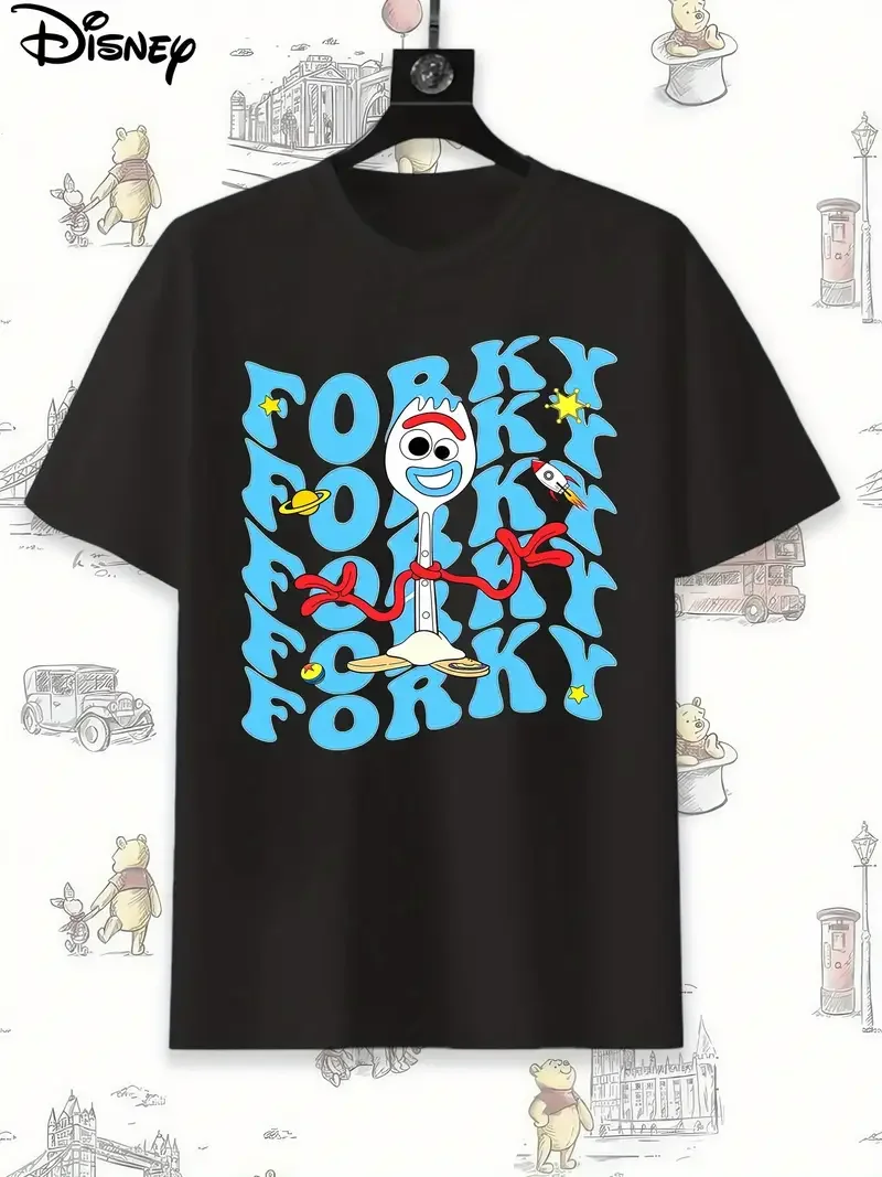 

Футболка Disney Toy Story Forky, мужская повседневная хлопковая женская рубашка для пар, футболка для отдыха, унисекс, одежда с короткими рукавами Y2k